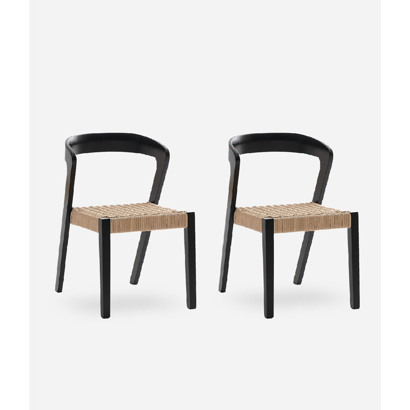 Chaise de salle à manger rétro en bois de frêne tissé en rotin avec dossiers empilables