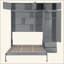 Lit escamotable mural avec armoire supérieure, tablettes et garde-robe, lit pliable peu encombrant-1843914700