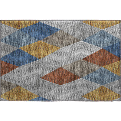 Tapis gris Prisco lavable à la machine de qualité supérieure