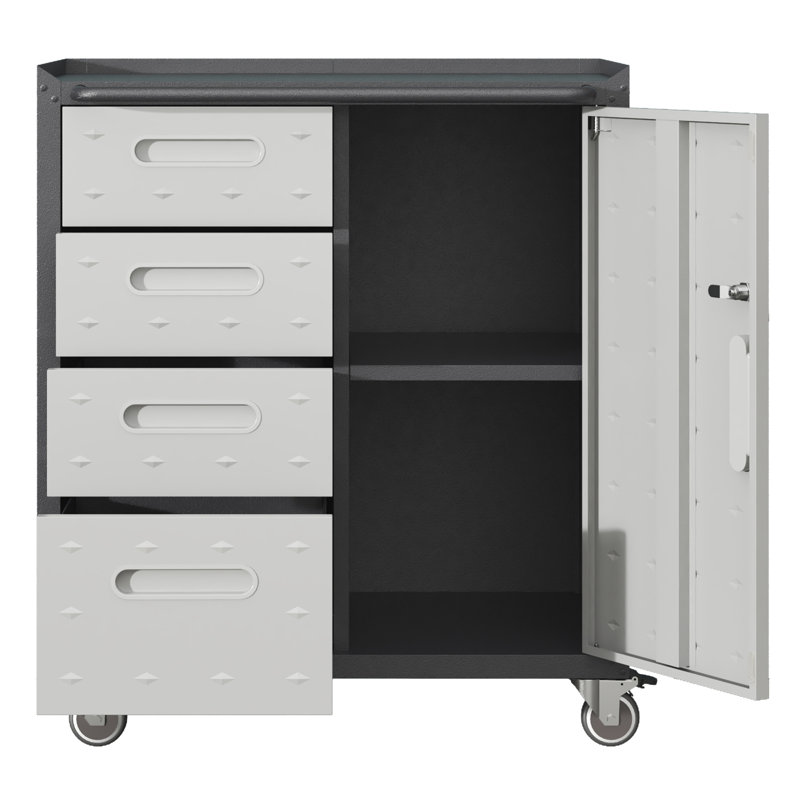 Sturdy Metal Tool Storage Cabinet With Wheels - Tool Storage Cabinet For Garage, Office, And Home Organizer Solutions, Black/Gray