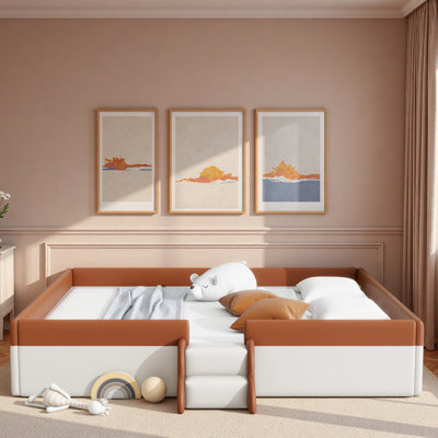 Upholstered Daybed Frame With Fence And Stairs