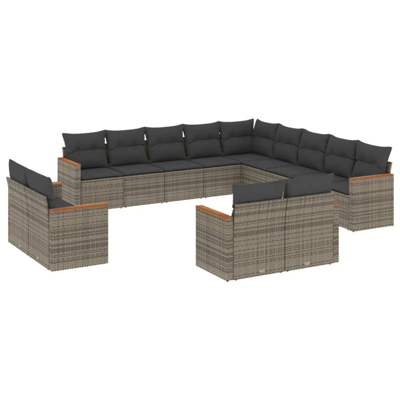 Ensemble de canapé de jardin en rotin PE gris acier Vidaxl
