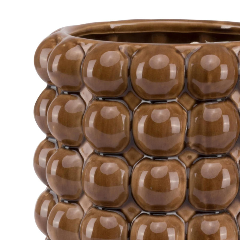 Marina Handmade Ceramic Pot Planter, Caramel, 20cm H x 20cm W x 20cm D