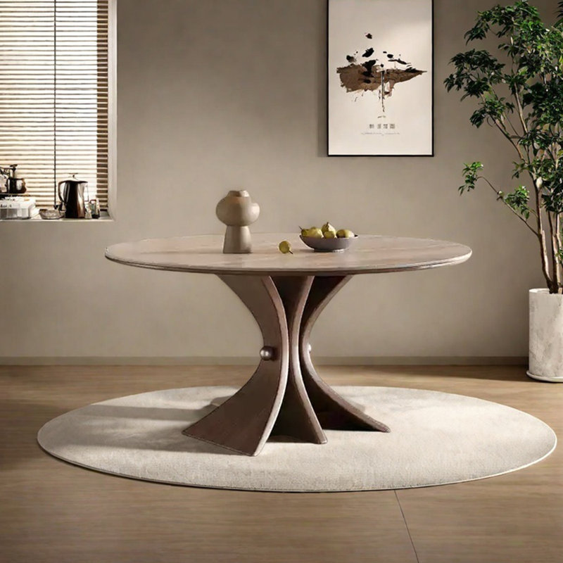 Table de salle à manger ronde en pierre frittée minimaliste, H 29,53 po x L 43,31 po x l 43,31 po