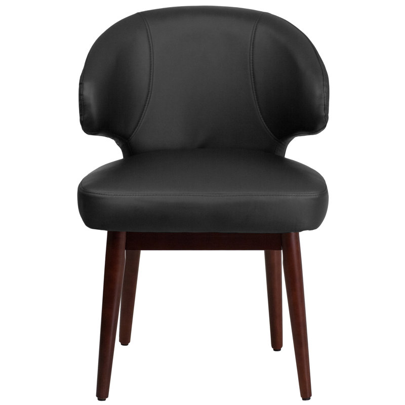 Chaise de salle d'attente en cuir avec structure en bois Dedo, Noir
