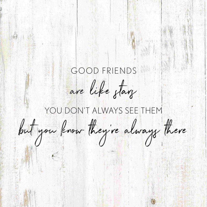 «Friends Like Stars Distress», art textuel sur toile tendue, H 20 po x l 20 po