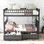 Lit double superposé au dessus avec tiroirs gris - convertible pour la chambre à coucher grise-173286156-173286146
