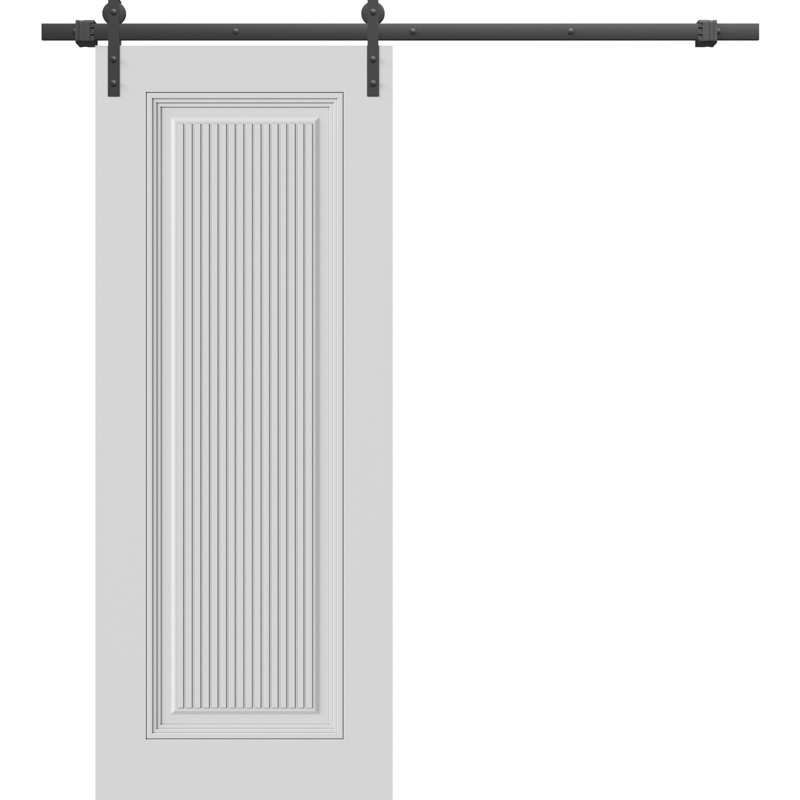 Porte de grange | Émail blanc impérial 1888 | Ensemble de quincaillerie lourde pour rail 6,6 pi | Portes intérieures solides