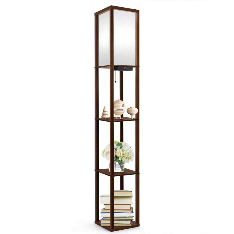 Rejeania 160cm Column Floor Lamp, Walnut