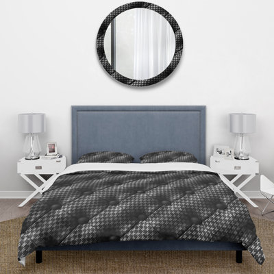 Ensemble de housse de couette Black Houndstooth II - Midcentury