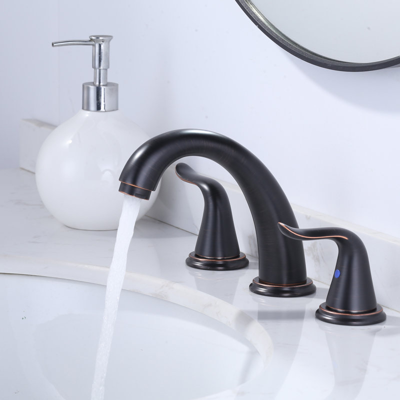 Robinet de salle de bain surdimensionné à 3 trous avec poignées doubles, Bronze huilé