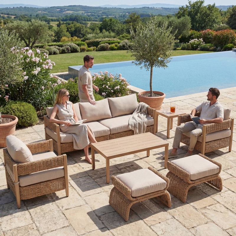 Ensemble de conversation pour patio 7 pièces 7 pièces, Khaki