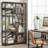 68.89"Height Industrial 5-Tier Rustic Brown & Black Corner Etagere Bookshelf With 9 Open Shelves Storage Organizer For Living Room-2090850234