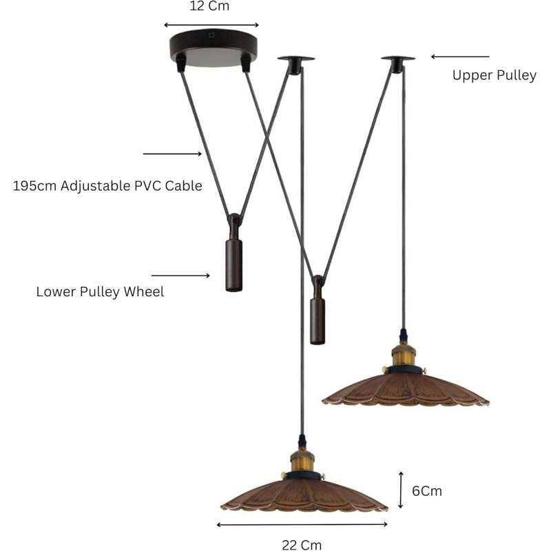 2 - Light Brushed Copper Umbrella Pendant
