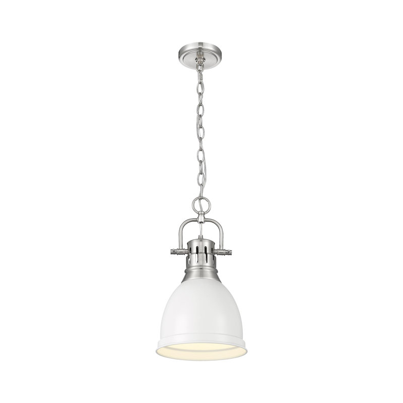 Luminaire suspendu 1 lumière avec chaîne Cajoux, H 8,875 po x l 8,875 po, Blanc mat, Étain