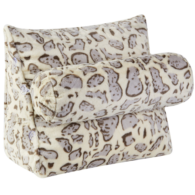  Wedge Indoor/Outdoor Bolster Pillow Cover and Insert, Snow Lepoard