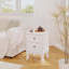 Table de chevet blanche moderne avec 2 tiroirs, table de chevet style campagne française avec pieds élégants sculptés, petite table de bout pour la chambre à coucher et le salon