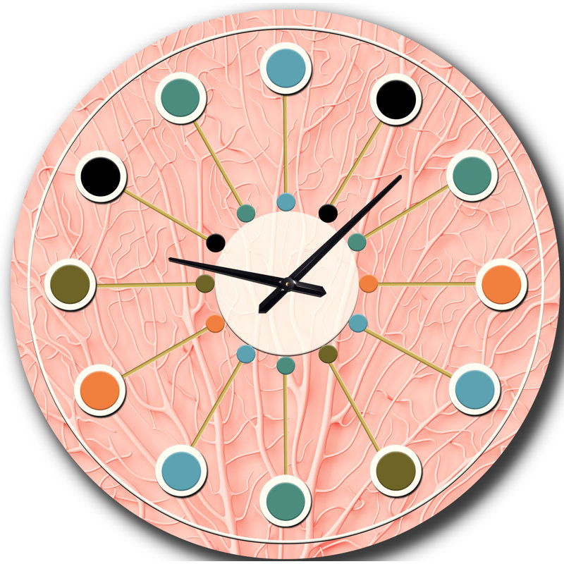 Living Coral Pink - Mid-Century Modern wall clock, Medium