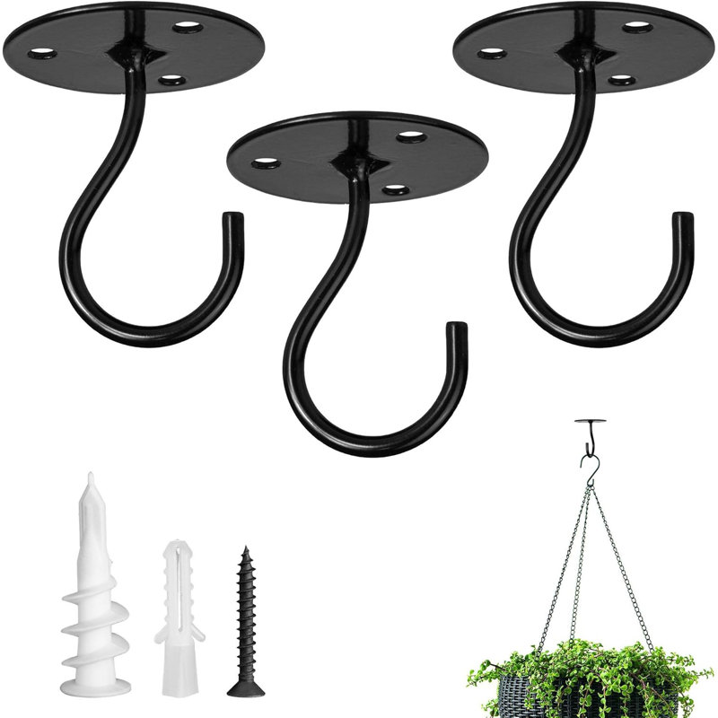 Crochets pour plantes suspendues, support mural robuste pour suspendre les mangeoires d'oiseaux, lanternes, carillons éoliens, jardinières, décoration extérieure, paquet de 3
