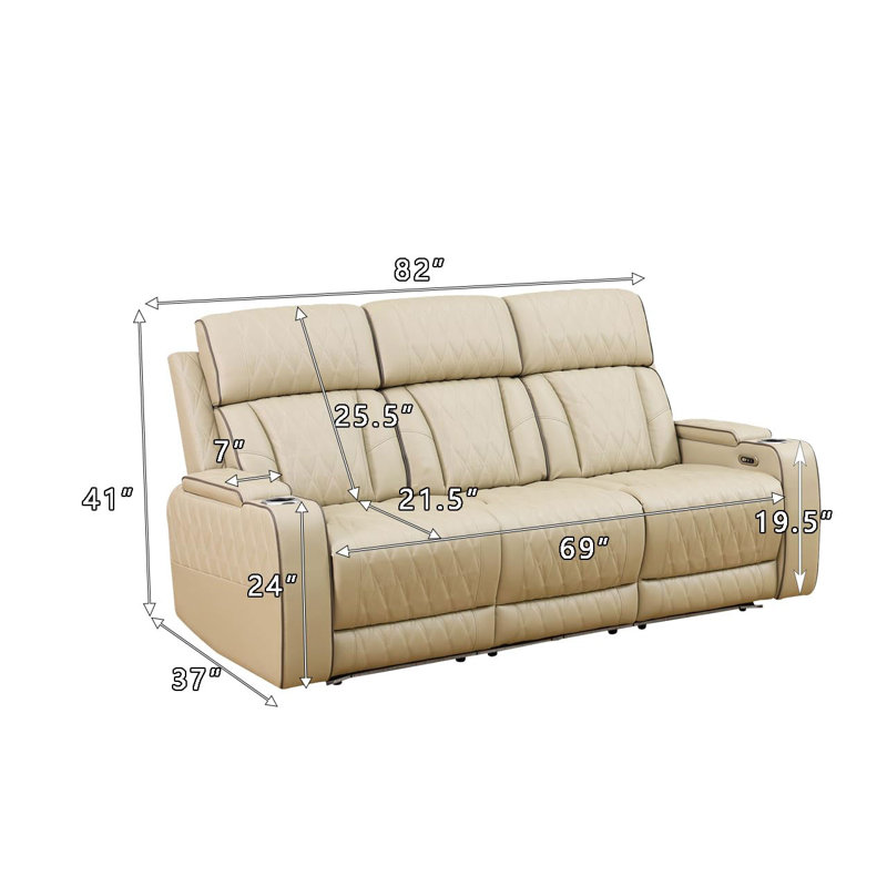 Canapé inclinable en cuir beige