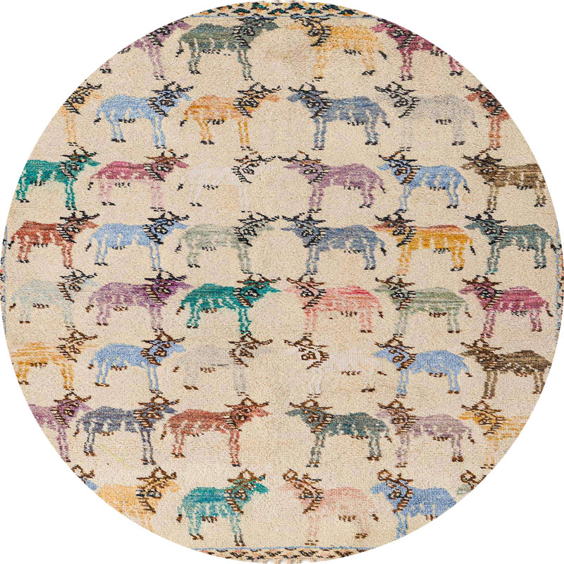 Tapis abstrait 100% lavable à la machine 5339, Rond 4 pi