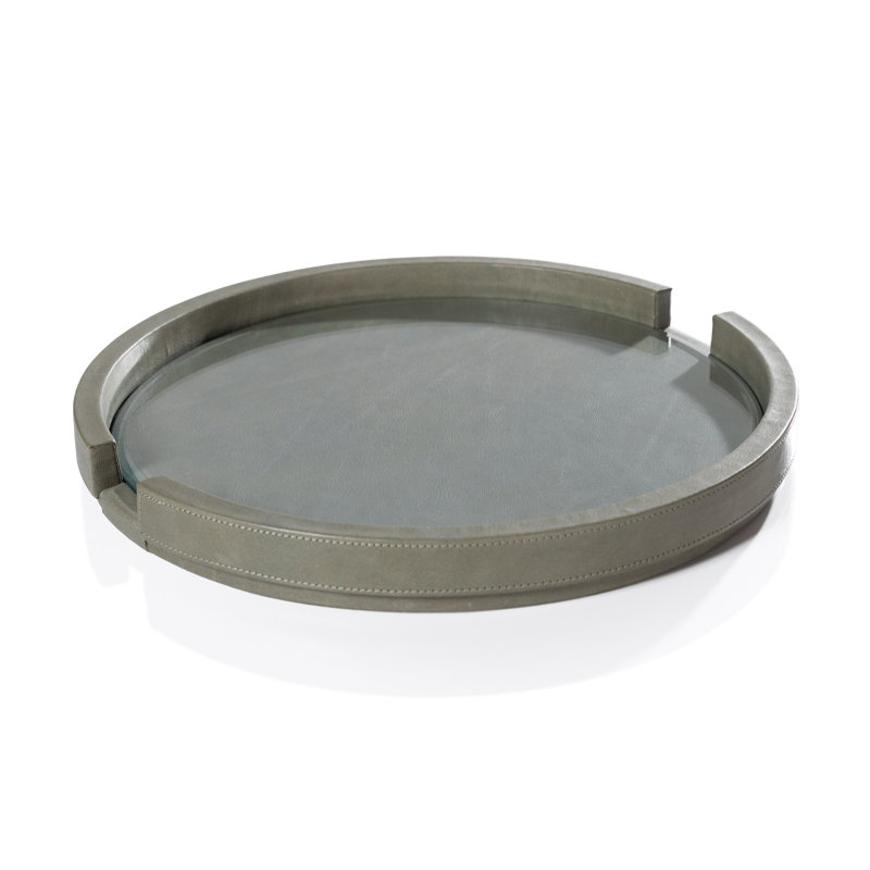 Ruvo Leather Serving Tray with Glass Insert