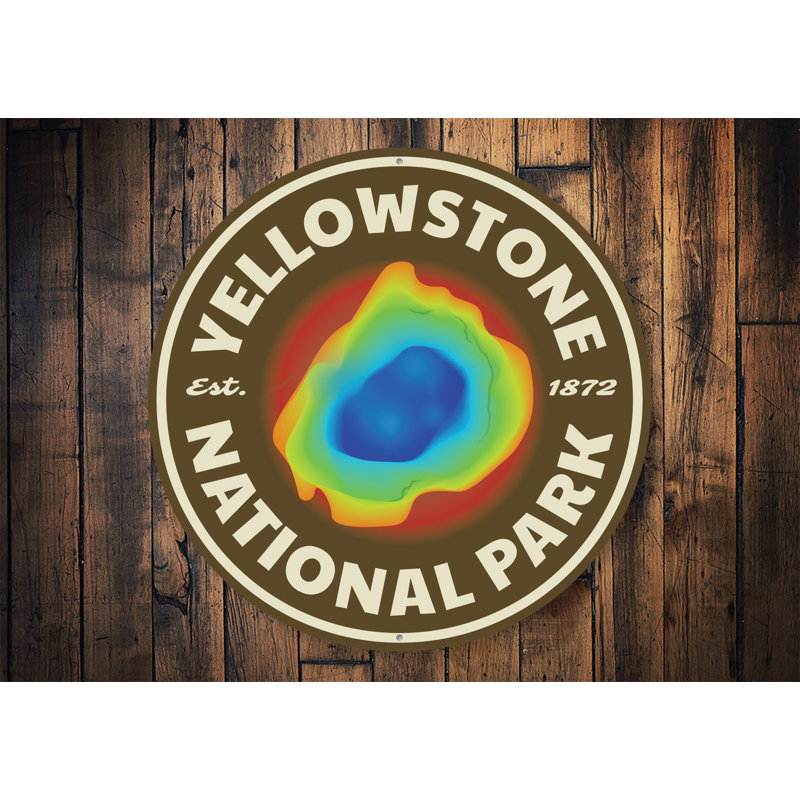 Plaque en aluminium de l'année Yellowstone, H 12 po x l 12 po x P 0,04 po