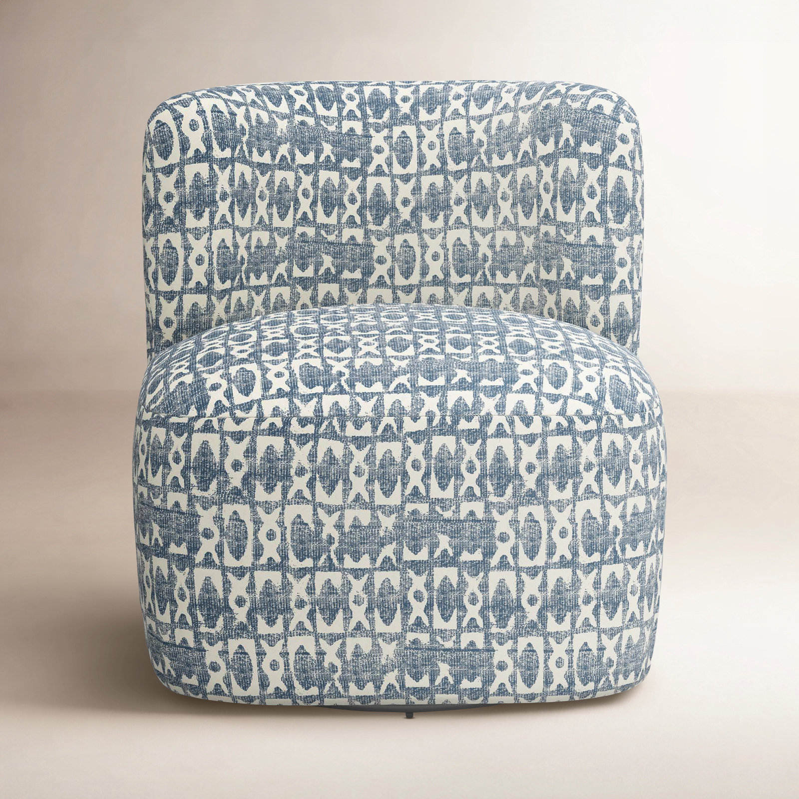 Mariza Upholstered Swivel Slipper Chair, Texture Block Blue