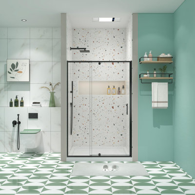 Porte de douche encastrée en verre 44-48 "x H 71"