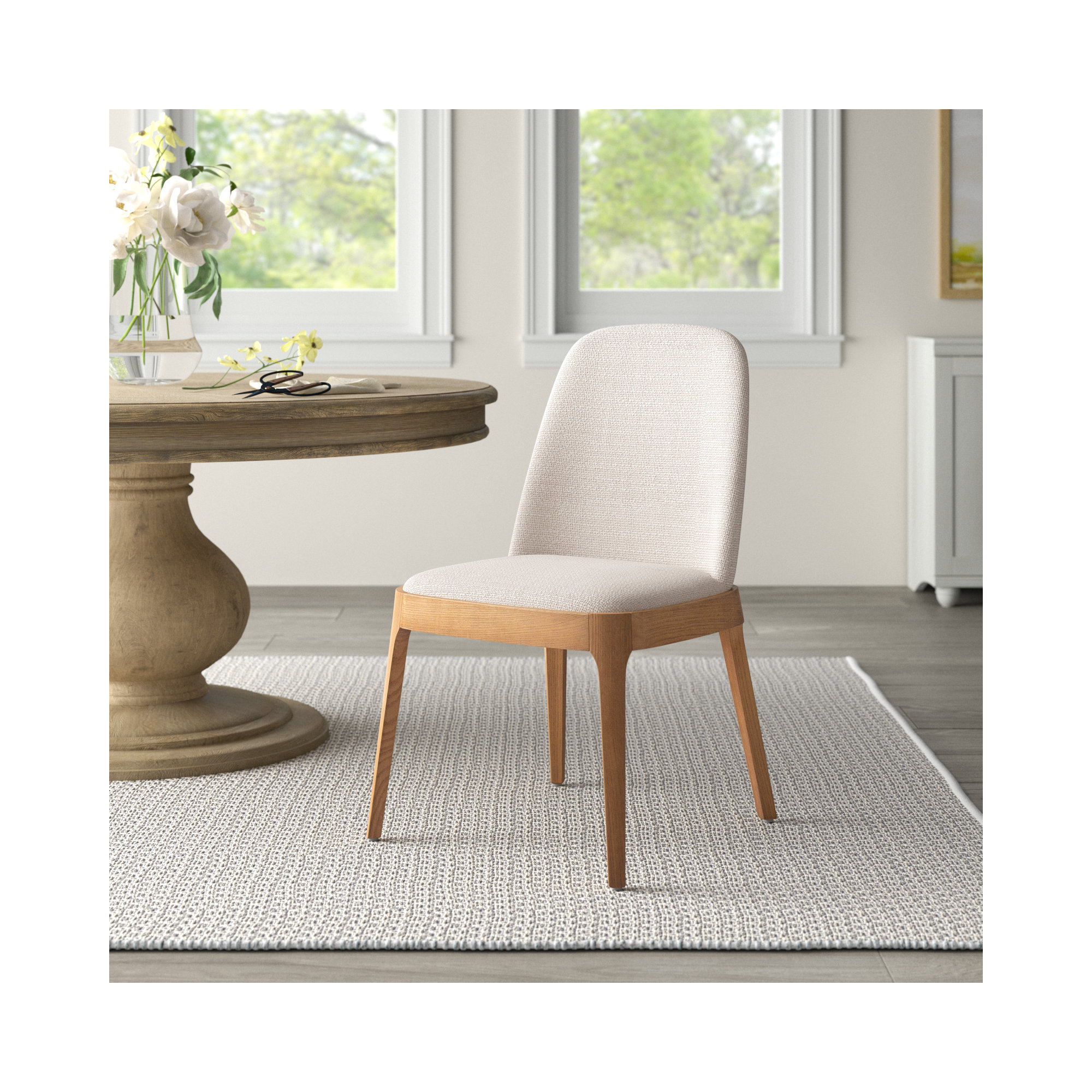 Verdi Dining Chair, White, Brown