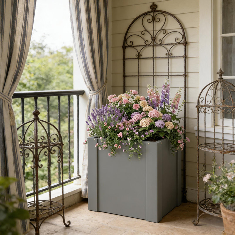 Lit de jardin avec balcon, boîte à fleurs d'extérieur, lit de jardin surélevé (boîte à fleurs uniquement)