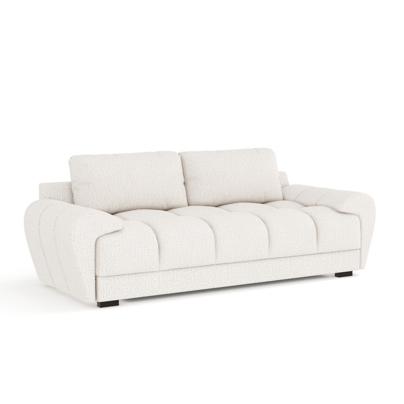 Three-seater round arm Sofa, Ivory Chenille