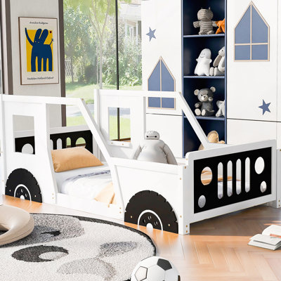 Classic Car-Shaped Platform Bed with Wheels