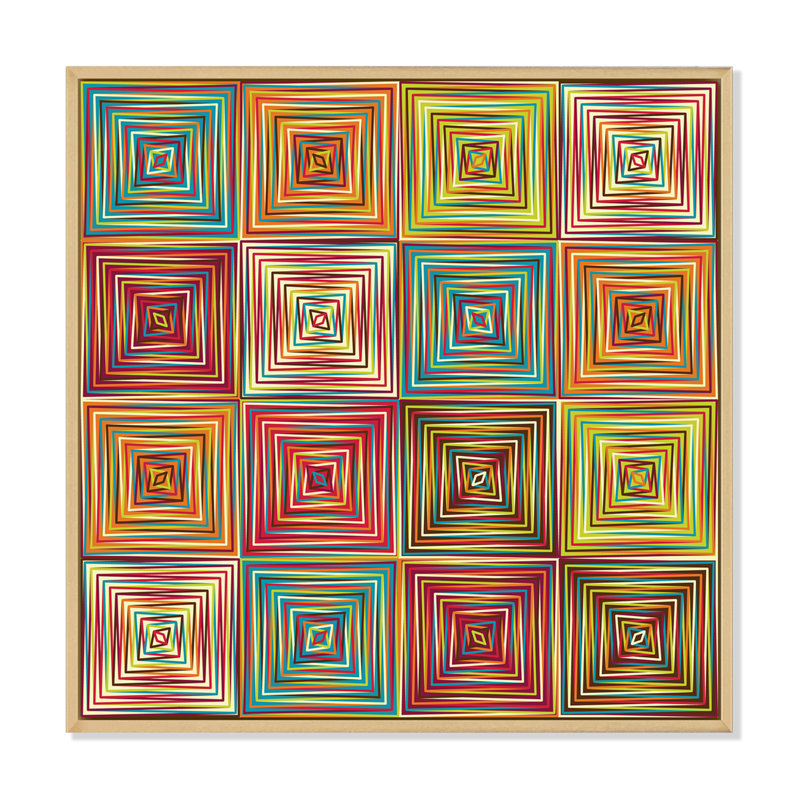 «Geometric Ethnic», reproduction sur toile, Cadre flottant en érable, H 30 po x l 30 po x P 1 po