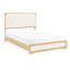 Grand lit, contemporain, lit, tête de lit à panneau à DEL, finition naturelle et blanche, tableau, papier 3D, stratifié, mobilier de chambre à coucher, fabrication en bois de sommier, utilisation,