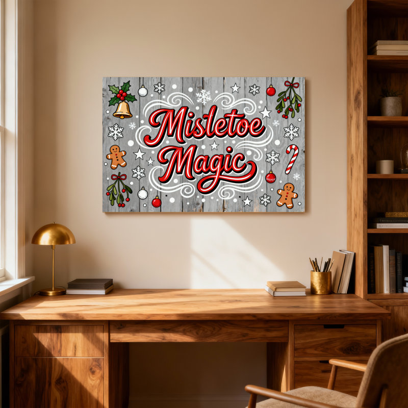 Christmas Mistletoe Magic Christmas Pattern Print