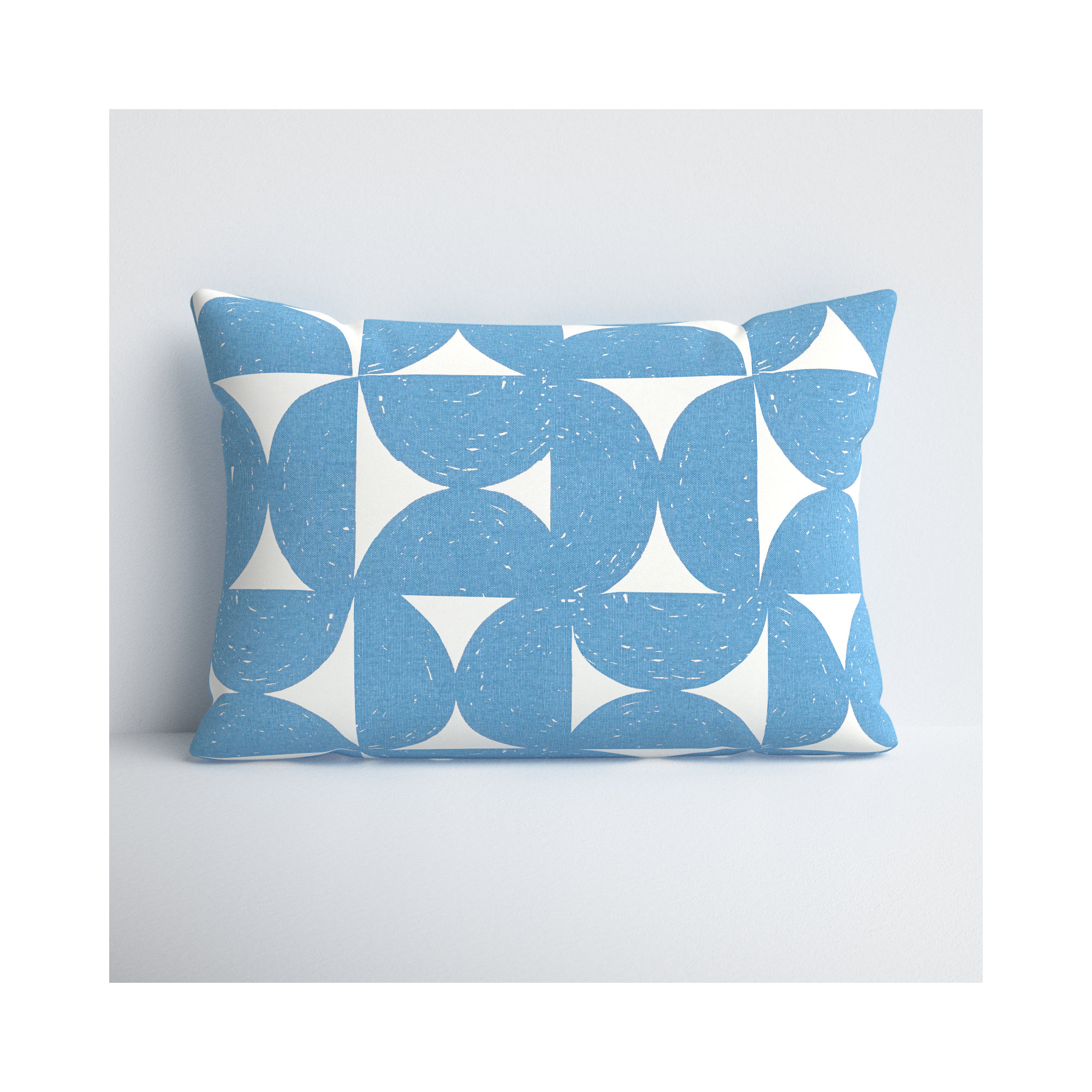 Frenk Geometric Cotton Lumbar Throw Pillow, Polyester, Dark Blue/Beige