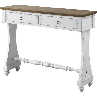 2 Console Table In Antique White - Store Small Items Systematically Quiet Glide With Wooden Side Glides Dt French Front For Long-Term Durability Ample Storage 2 Drawers Daily Use Operation