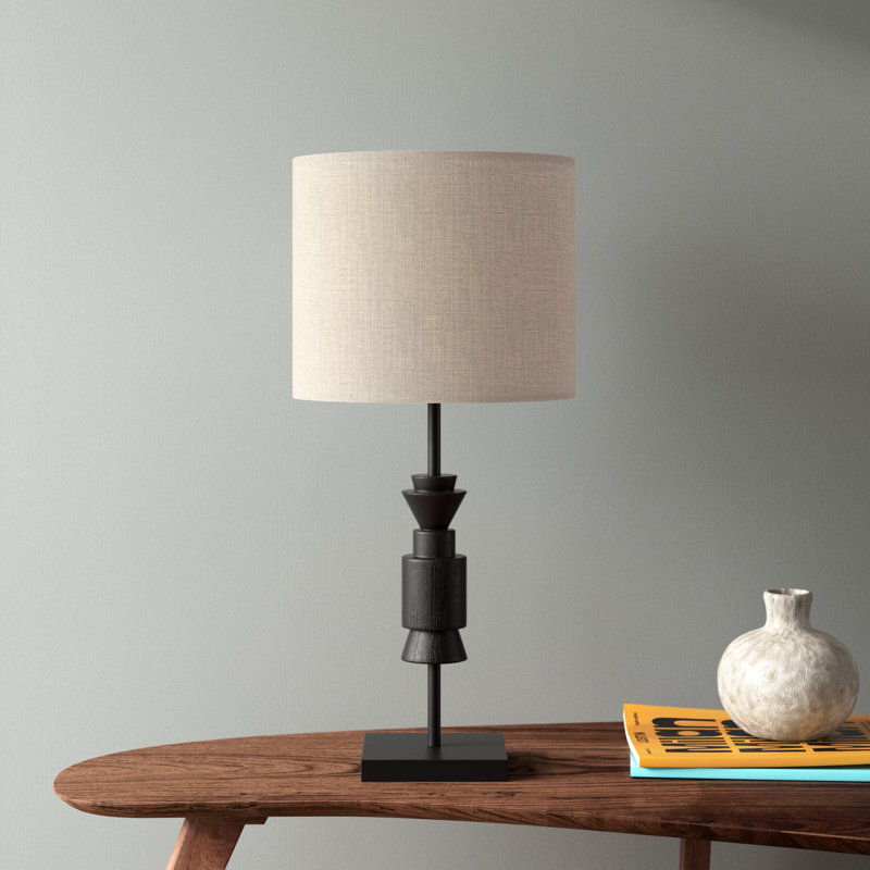 Lampe de table 28 po Bakasura, Noir, Gris clair / Blanc