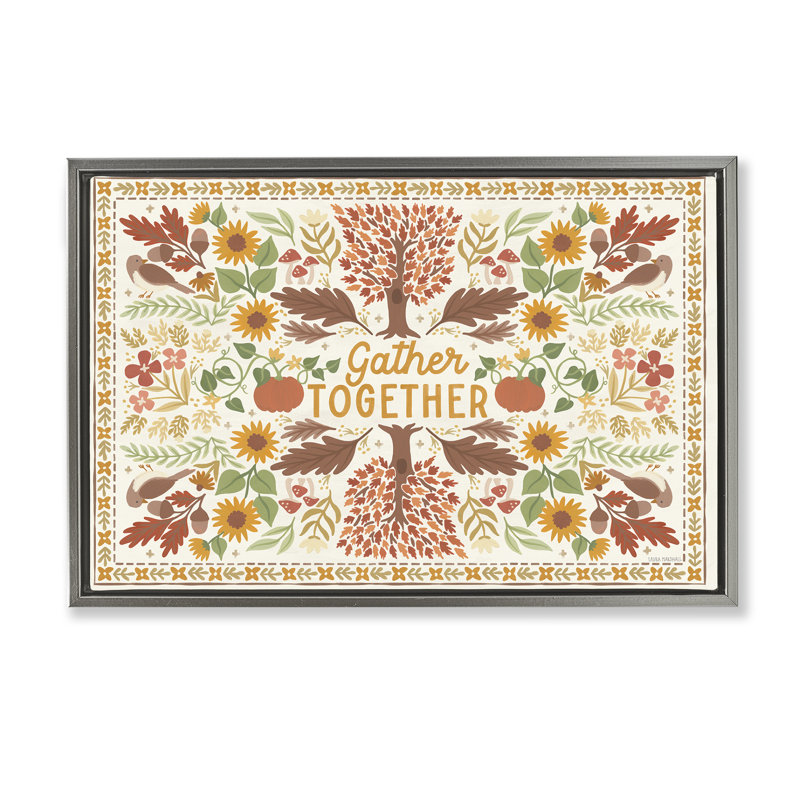 Toile «Gather Together» par Laura Marshall, Cadre flottant gris lustré, H 21 po x l 31 po