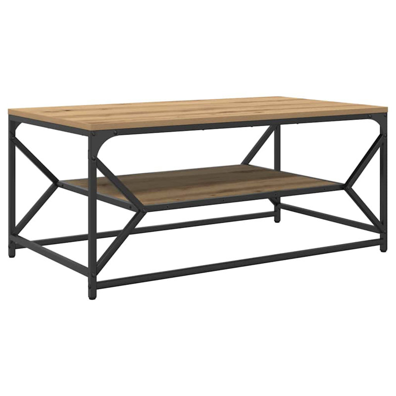 Solid Wood Coffee Table with Storage, Light Brown