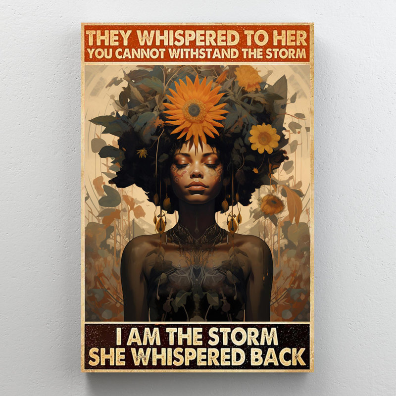 «Black Woman I Am The Storm», reproduction d'art rectangulaire sur toile tendue 1 pièce, H 36 po x l 24 po x P 1,25 po