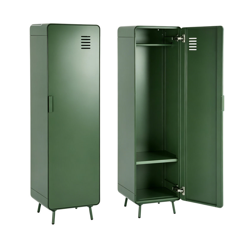 Ensemble de 2 armoires d'appoint modernes en métal H 54,13 po avec tringle et tablettes, Vert sauge