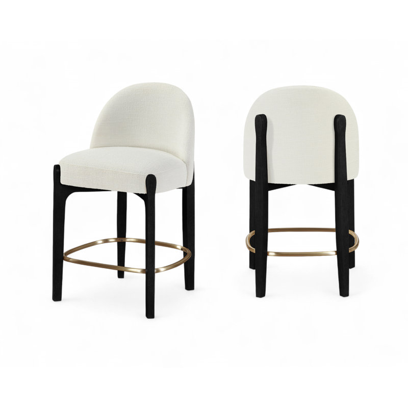 Tabouret de comptoir rembourré en tissu Maud, Cream, Black