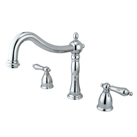 Kingston Brass Heritage Two-Handle 3-Hole Deck Mount Roman Tub Faucet, Polished Chrome