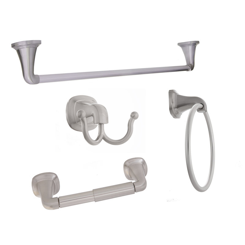 Ensemble de quincaillerie de salle de bain 4 pièces Diana, Nickel satiné