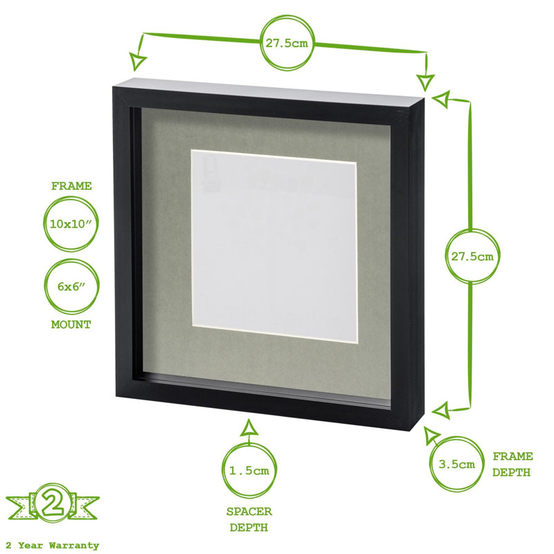 Nicola Spring - 10" x 10" White 3D Box Photo Frame, White, 6" x 6"