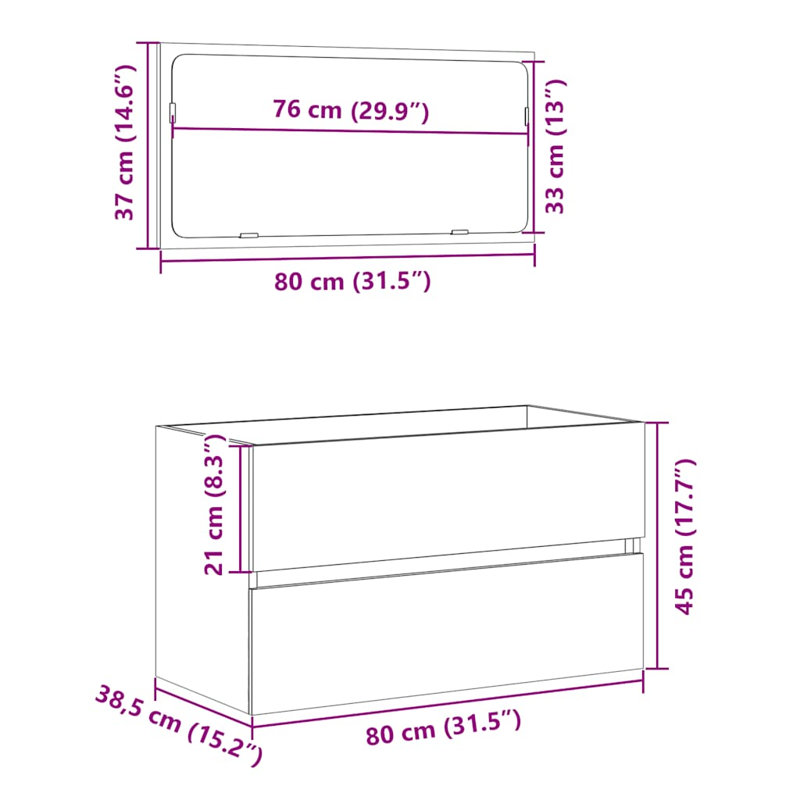Adja 80cm Bathroom Vanity Base Only, Old Wood