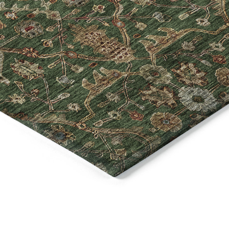 Emerald Flat Woven Synthetic Rectangular Rug 2'6" x 3'10"