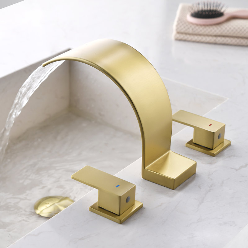 Robinet de baignoire romaine à fixation sur plateau à 2 poignées, Brushed Gold